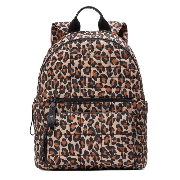New Kate Spade Camden Quilted Large Leopard Backpack Brown Multi - Picture 1 of 5